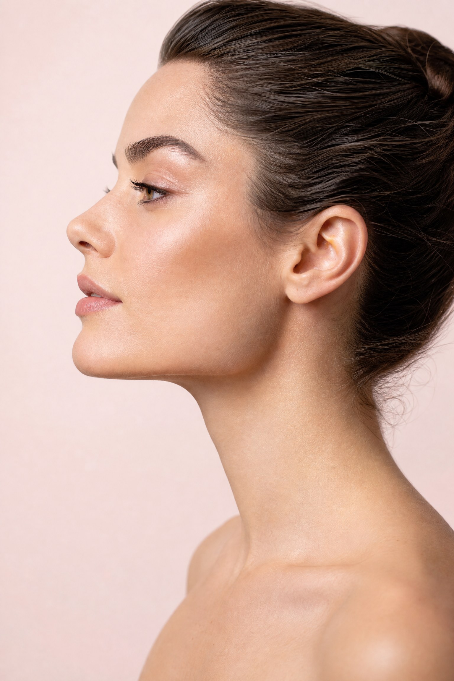 Side profile portrait of a face showing the chin, jaw and nose relationship — the key areas in profile and chin projection treatments at Facial Sculpting London