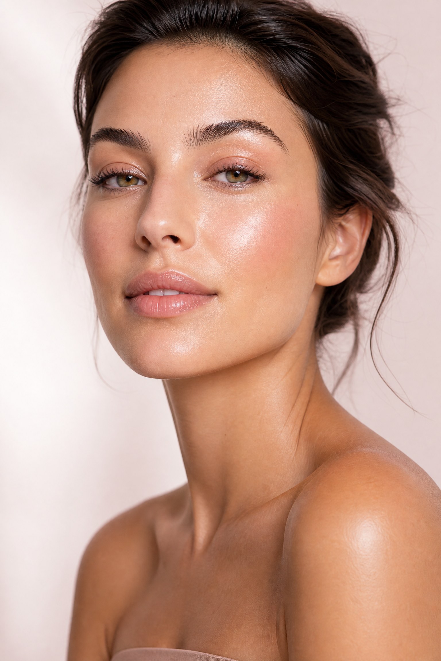 Close-up portrait of a woman with healthy, luminous, even-toned skin across the cheeks and face — illustrating skin quality and radiance treatments at Facial Sculpting London
